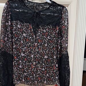 Rebecca Taylor Black Floral Lace Blouse  brand new.  With tags